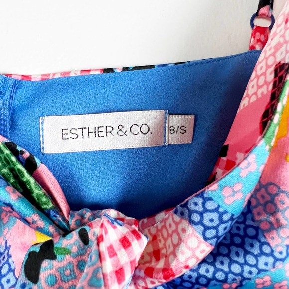 Esther & Co rainbow multicolor patchwork floral midi dress Karago Size US 4 XS - Picture 5 of 11